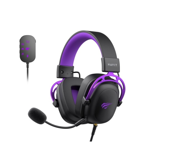 Havit H2002C+U - gaming headphones (black and purple)