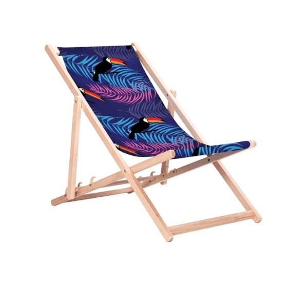 GreenBlue GB183 Classic Beech Deck Chair with Toucan Print