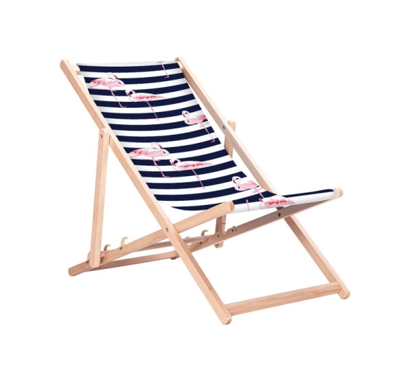 GreenBlue GB183 Classic Beech Deck Chair with "Flaming" Print