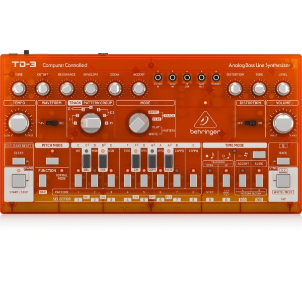 Behringer TD-3-TG Syntezator linii basowej pomarańczowy przeźroczysty