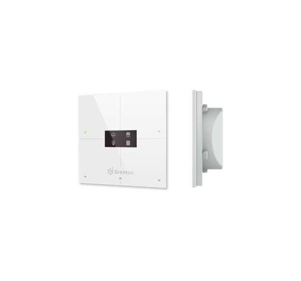 Grenton smart panel / 4 touch fields / OLED / TF-Bus display / white glass front