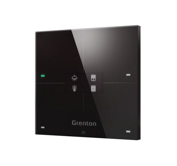 Grenton smart panel / 4 touch fields / OLED display / Wi-Fi / black glass front