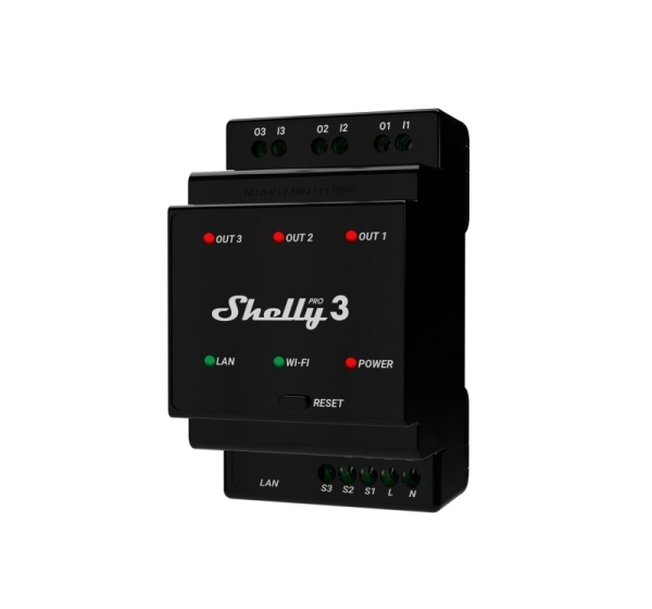 Shelly Pro 3 electrical relay Black