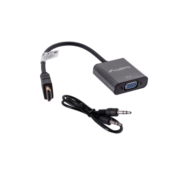 Lanberg AD-0017-BK video cable adapter 0.2 m VGA (D-Sub) HDMI Type A (Standard) Black
