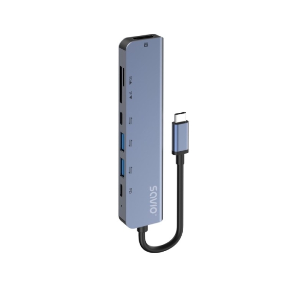 Savio AK-82 interface hub USB Type-C 5000 Mbit/s Black