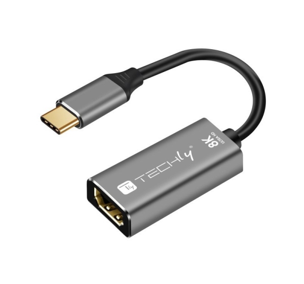 Techly IADAP-USBC-HDMI8 USB graphics adapter 7680 x 4320 pixels Black, Silver