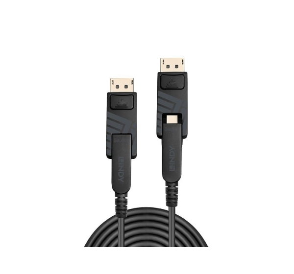 Lindy 10m Fibre Optic Hybrid Mini DisplayPort 1.4 Cable with Detachable DP Connectors