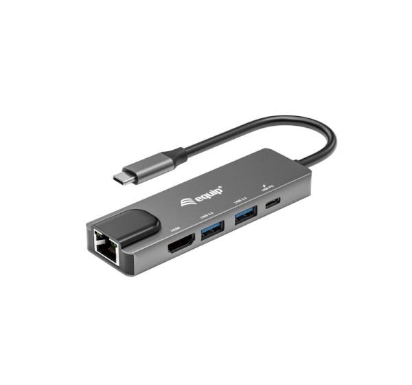 Equip USB-C 5 in1 Multifunction Adapter, HDMI, Gigabit LAN, USB 3.2 GEN1, 100W USB PD
