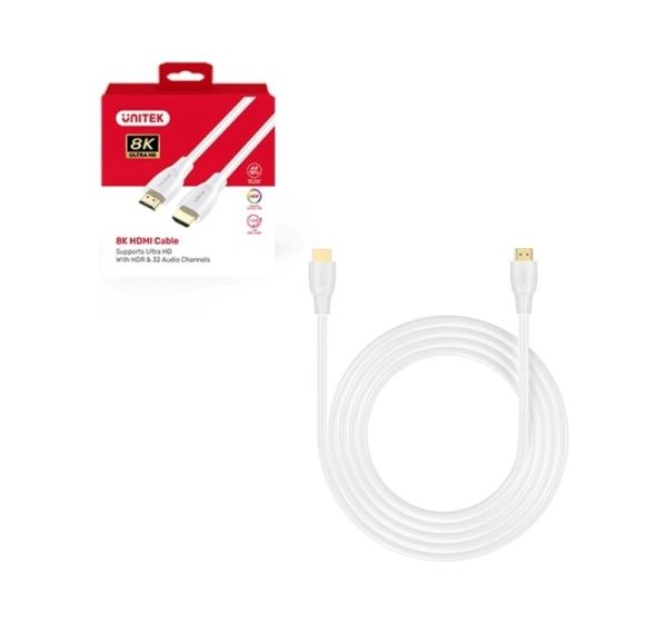 UNITEK HDMI 2.1 8K HDR Cable, White, 5m