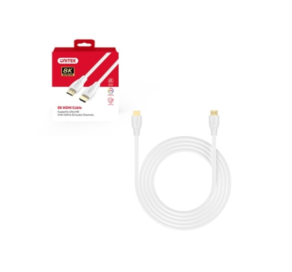 UNITEK HDMI 2.1 8K HDR Cable White 2 m