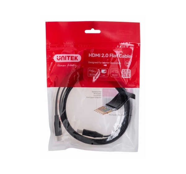 UNITEK HDMI CABLE 2.0 4K60HZ,FLAT,2M,C11063BK-2M