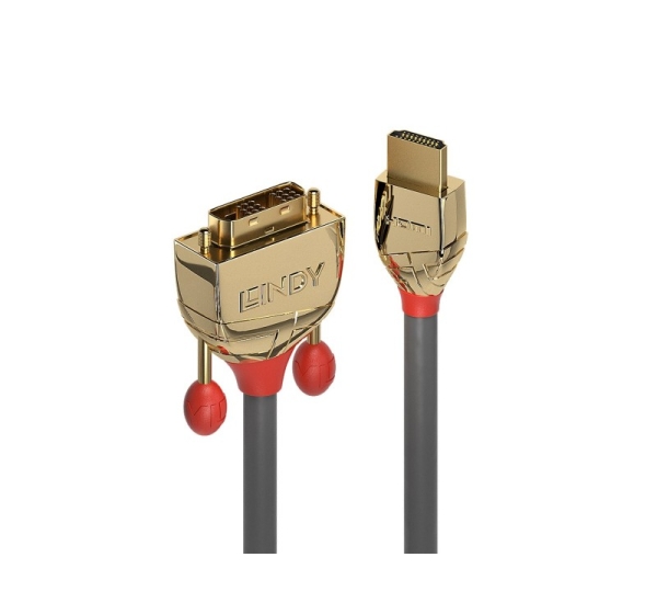 Lindy 2m HDMI to DVI-D Cable, Gold Line