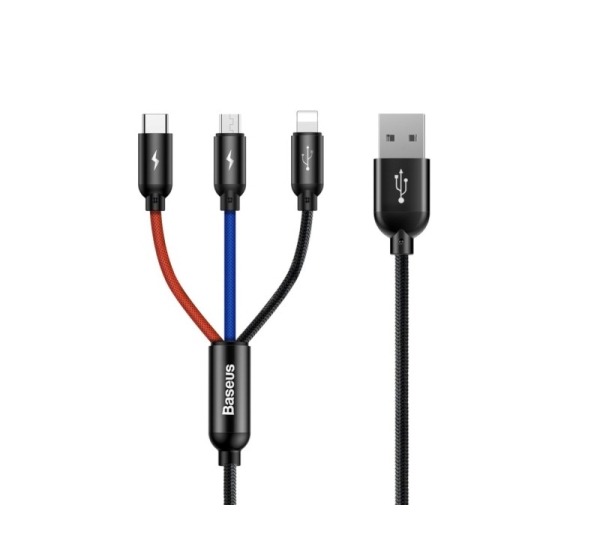 BASEUS Colorfone CAMLT-BSY01 USB cable 1.2 m USB A 3 x USB C Black, Red, Blue