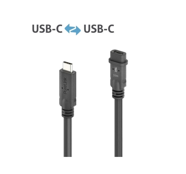 PureLink PI6630-030 USB cable USB4 Gen 2x2 3 m USB C 20 Gbit/s 100 W Black