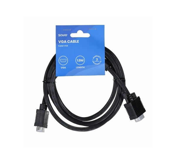 Savio Cl-202 VGA cable 1.8 m VGA (D-Sub) Black