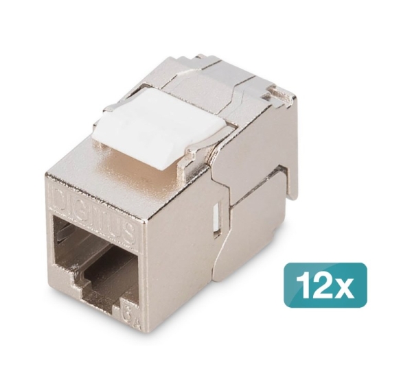Digitus CAT 6A compact keystone module, shielded, tool-free mounting connection, 12 pcs.