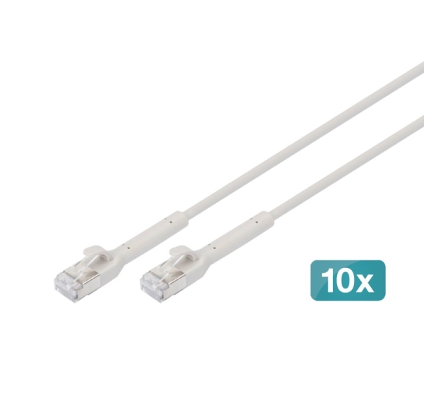 Digitus CAT 6A F-FTP bendable patch cord, copper, 5 m, gray, 10 pieces