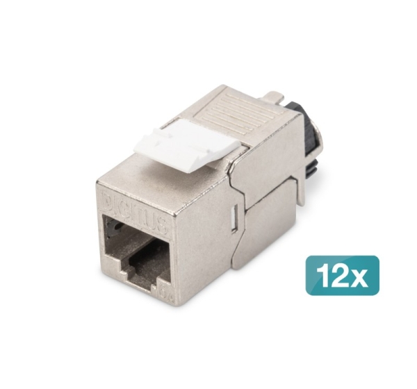 Digitus CAT 6A Keystone module, shielded with intelligent cable manager - 12 pcs.