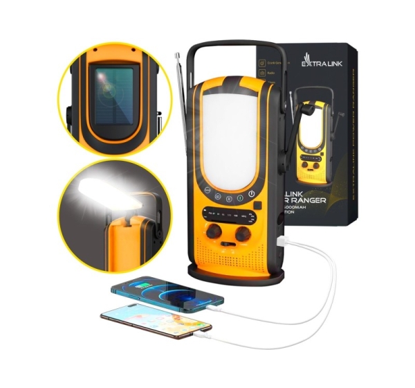 Extralink Power Ranger EPS-6000 | Power Bank | 6000mAh, FM Radio, LED Light, Dynamo, Solar Panel