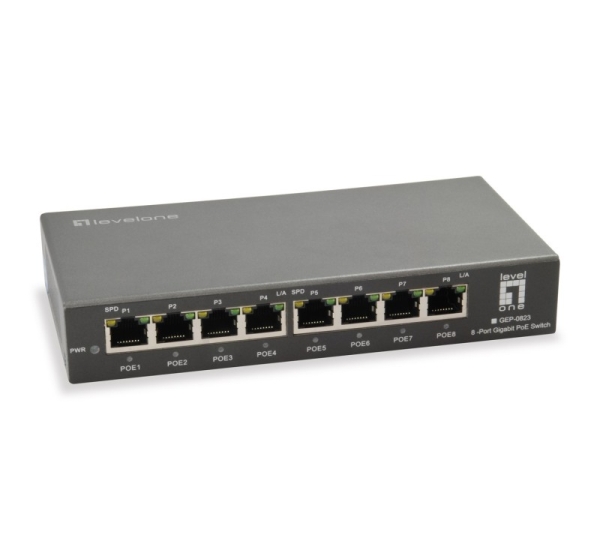 LevelOne 8-Port Gigabit PoE Switch, 802.3at/af PoE, 120W