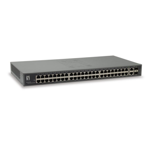 LevelOne 50-Port Fast Ethernet Switch, 2 x Gigabit SFP/RJ45 Combo