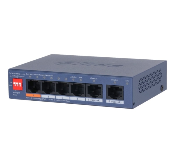 Dahua Technology CS4006-4ET2GT-60 network switch Managed L2 Gigabit Ethernet (10/100/1000) Power over Ethernet (PoE) Blue