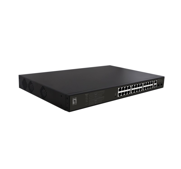 LevelOne GEP-2821 network switch Unmanaged Gigabit Ethernet (10/100/1000) Power over Ethernet (PoE) 1U Black