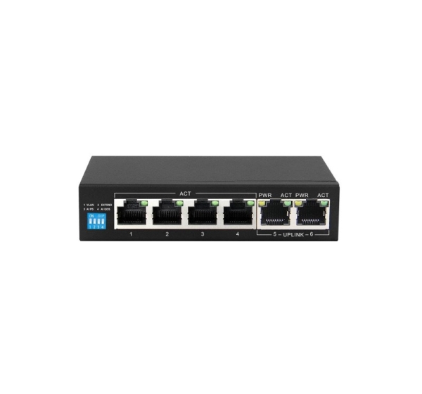 Extralink PoE Switch KRIOS 4x Gigabit PoE/PoE+, 2x RJ45 Uplink Gigabit, 60W
