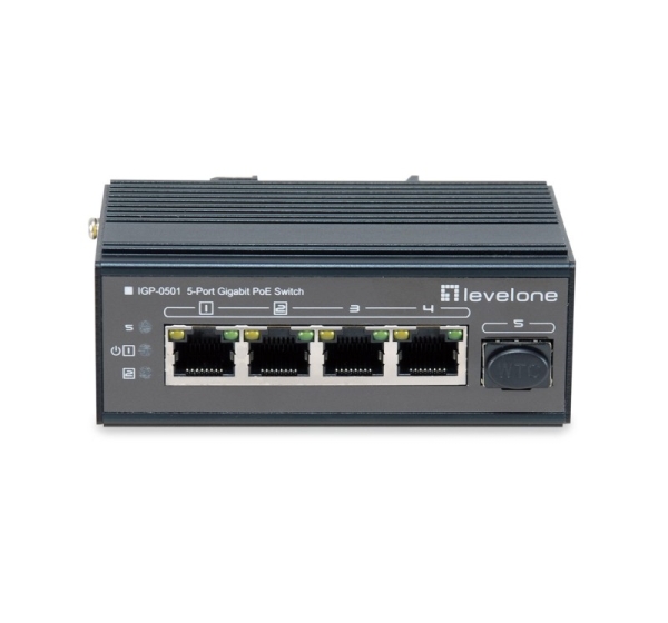 LevelOne 5-Port Gigabit Industrial Switch, DIN-Rail, -30°C to 65°C