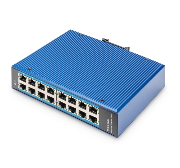 Digitus 16 Port Gigabit Ethernet Network Switch, Industrial, Unmanaged