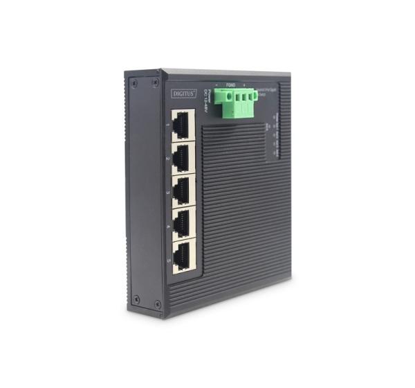 Digitus 5 Port Gigabit Ethernet Network Switch Switch, Flat, Industrial, Unmanaged