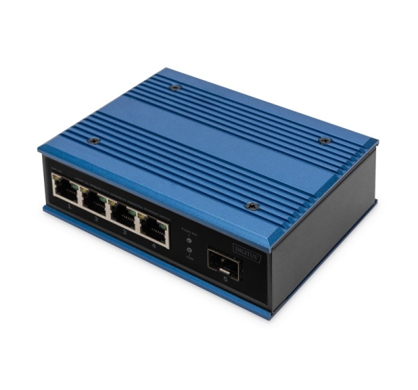 Digitus 4 port Fast Ethernet network switch, industrial, unmanaged, 1 SFP FE uplink