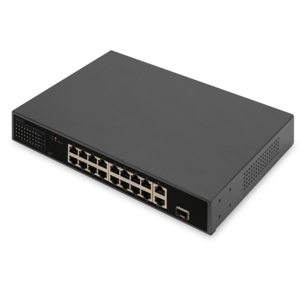 Digitus 16 Port Fast Ethernet PoE Switch , 2 Gigabit Uplinks (RJ45 / SFP)