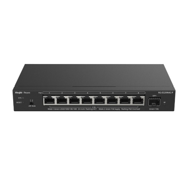 Ruijie Networks RG-ES209MG-P network switch Managed L2 2.5G Ethernet (100/1000/2500) Power over Ethernet (PoE) Black