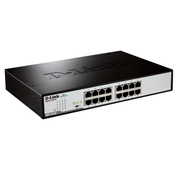 D-Link DGS-1016D/E network switch Unmanaged Black, Metallic