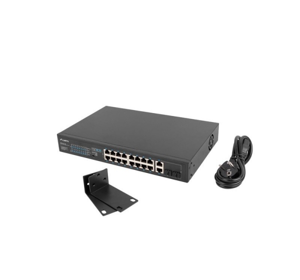 Lanberg Switch rack 19" POE+ 16x 100MB /2X COMBO GIGABIT ETHERNET 250W