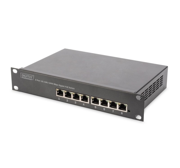 Digitus 10" Gigabit 8-Port Unmanaged PoE+ Switch