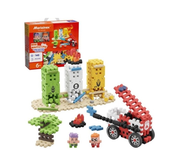 Marioinex Mini Waffle City Building Blocks Firefighter action, 148 pieces