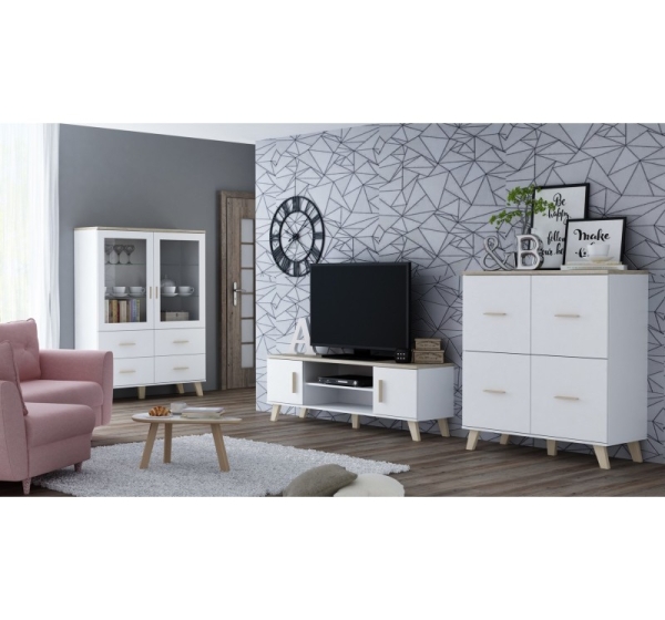 Cama sideboard LOTTA 110 4D white + sonoma oak