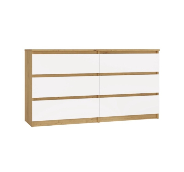 M6 MALWA CHEST OF DRAWERS 140 CM 6 DRAWERS OAK ARTISAN/WHITE