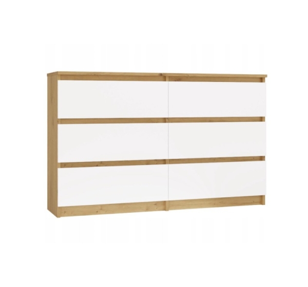 M6 MALWA CHEST OF DRAWERS 120 CM 6 DRAWERS OAK ARTISAN/WHITE