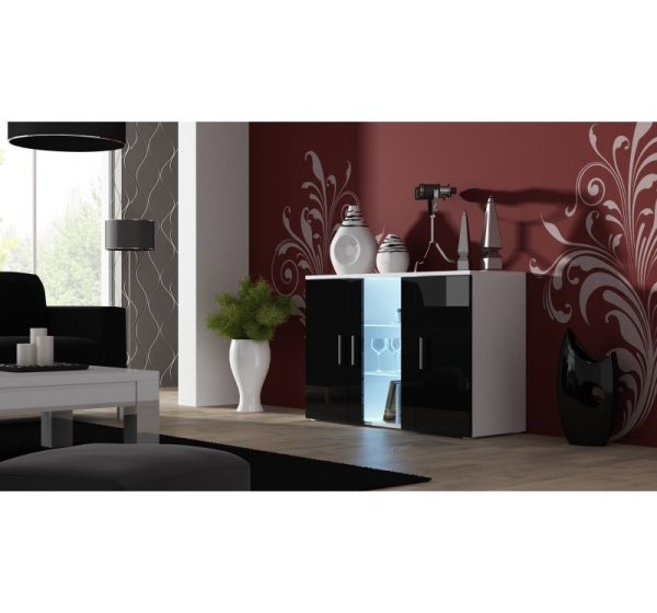 Cama sideboard 120 cm SOHO S7 white/black gloss