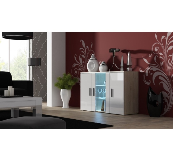 Cama sideboard 120 cm SOHO S7 sonoma oak/white gloss