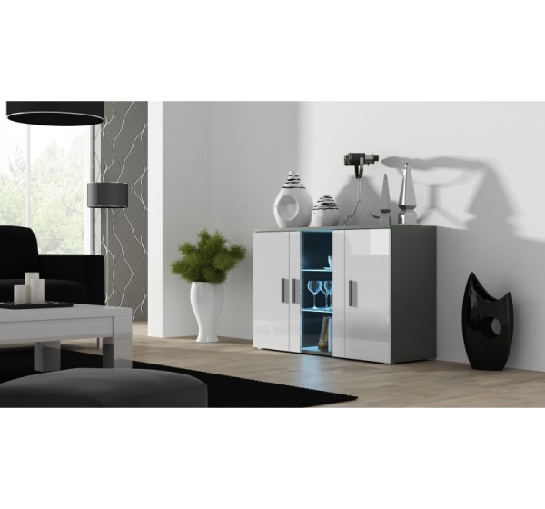 Cama sideboard 120 cm SOHO S7 grey/white gloss