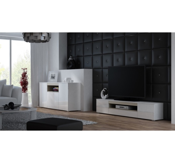 Cama sideboard VIVA 150 white/white gloss + sonoma oak
