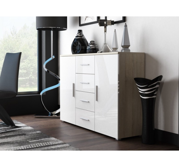 Cama living room sideboard UNI sonoma oak/white gloss