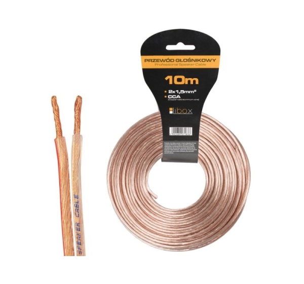 Libox Kabel głośnikowy 2x1,50mm LB0008-10 audio cable 10 m Transparent