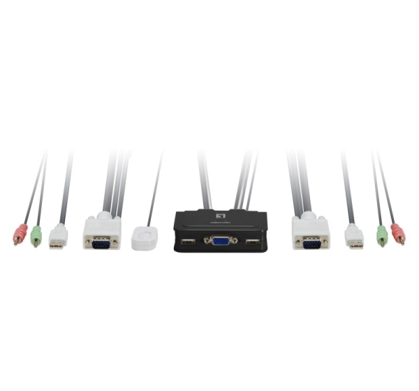LevelOne 2-Port USB VGA Cable KVM Switch, audio support
