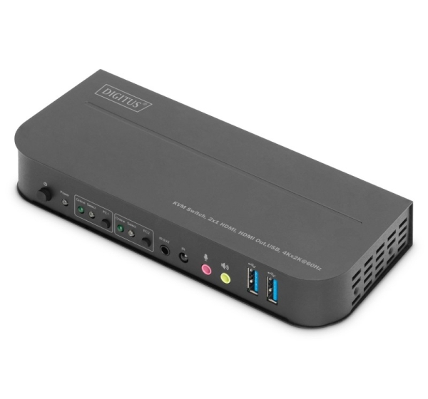 Digitus KVM Switch, 2x1 HDMI, HDMI Out,USB, 4Kx2K@60Hz