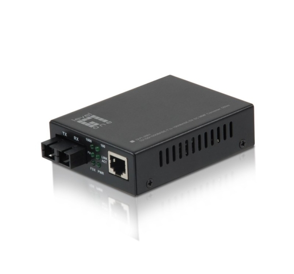 LevelOne RJ45 to SC Gigabit Media Converter, Multi-Mode Fiber, 550m